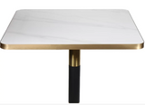 Sintered Stone Table Top with Gold Aluminium Edge -Stone White Marble | Nufurn Commercial Furniture 