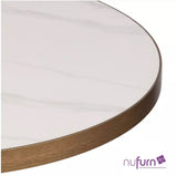 Sintered Stone Table Top with Gold Aluminium Edge -Stone White Marble