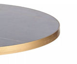 Sintered Stone Table Top with Gold Aluminium Edge -Stone Black Marble