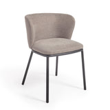CISELIA chair brown chenille black steel | In Stock