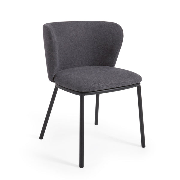 CISELIA chair dark grey chenille black steel | In Stock