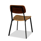 Nufurn Harlem Restaurant and Cafe Stacking Side Chair in the industrial seating style with Steel frame and ply wood seat and back