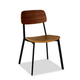 Nufurn Harlem Restaurant and Cafe Stacking Side Chair in the industrial seating style with Steel frame and ply wood seat and back