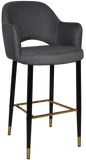 Albury Arm Bar Stool 750 Metal Black Brass