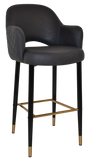 Albury Arm Bar Stool 750 Metal Black Brass