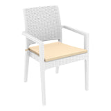 Nufurn Monterey Stacking Arm Chair - Resin Rattan Looking Outdoor Dining Chair