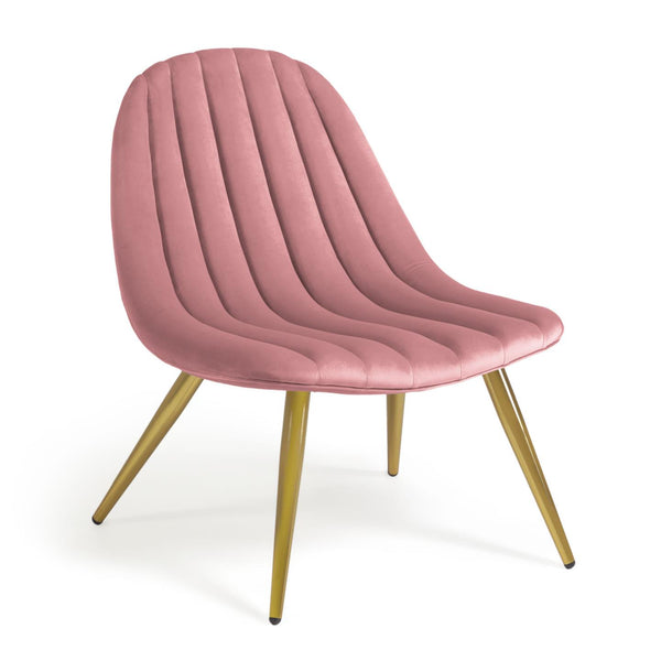 MARLENE Armchair pink velvet gold steel legs | In Stock