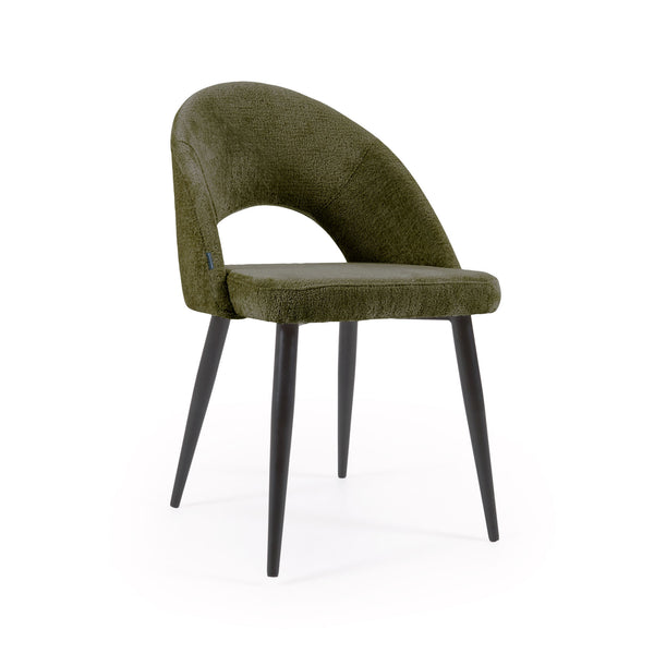 MAEL Chair green chenille black metal legs | In Stock