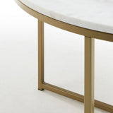 SHEFFIELD Coffee table 80x46cm white marble gold metal | In Stock